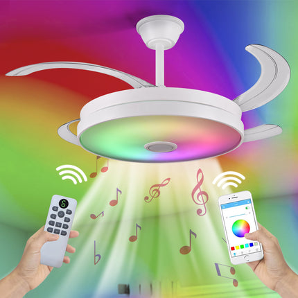 Ventilador de techo Luz RGB Retráctil