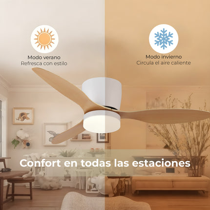 Ventilador de Techo con Luz LED y Aspas Reversibles